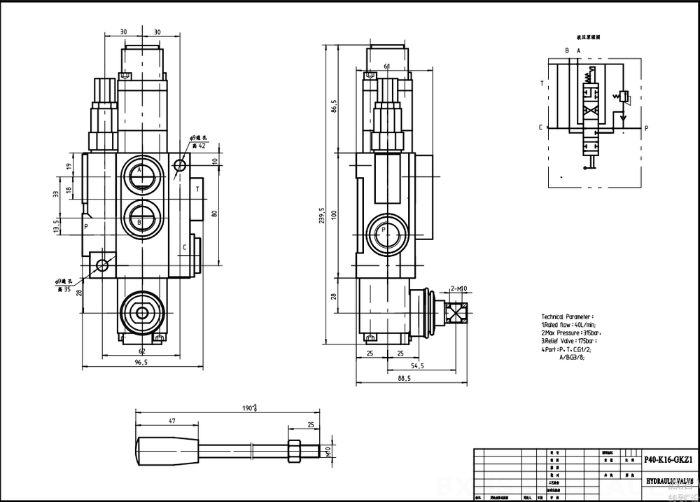 P80-G12-1OW ด้วยตนเอง 1 สปูล วาล์วทิศทางโมโนบล็อก drawing image