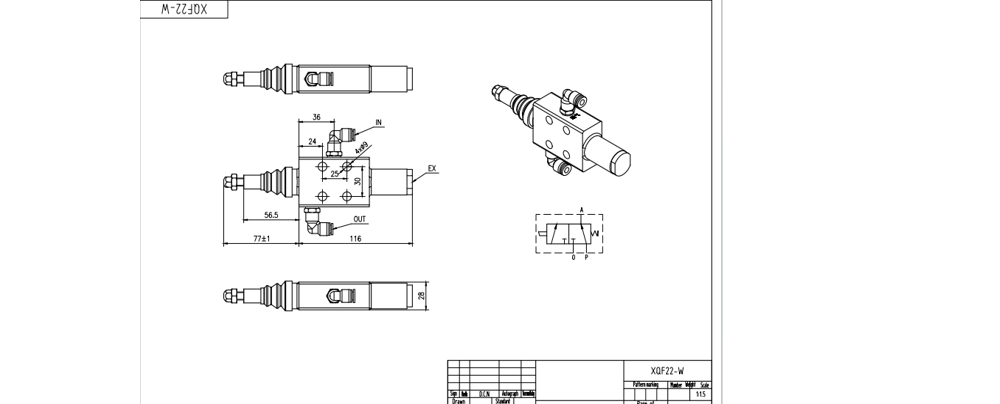 XQF-22W ลม 1 สปูล วาล์วทิศทางโมโนบล็อก drawing image