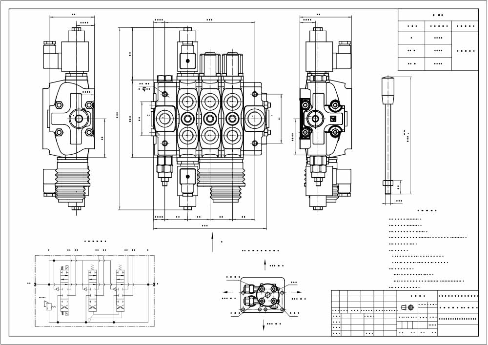 SD8 โซลินอยด์และจอยสติก 3 สปูล วาล์วทิศทางส่วน drawing image