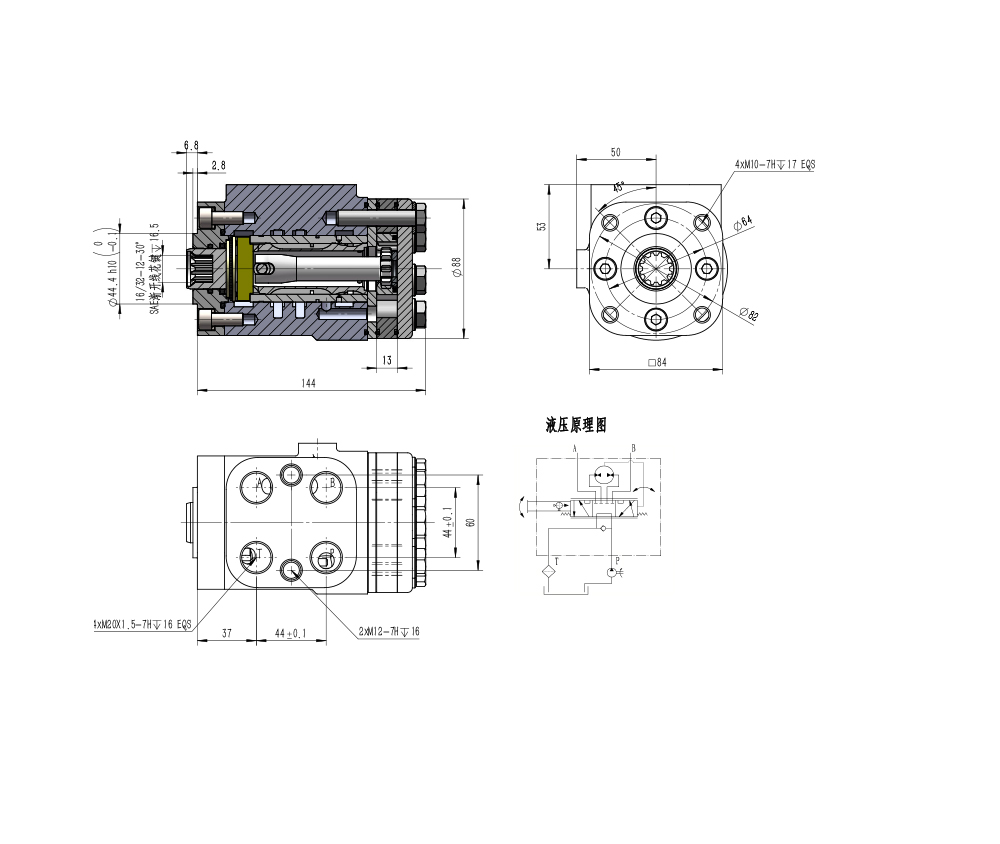 BZZ1-E100C 100 มล./รอบ 7.5 ลิตร/นาที ชุดพวงมาลัย drawing image