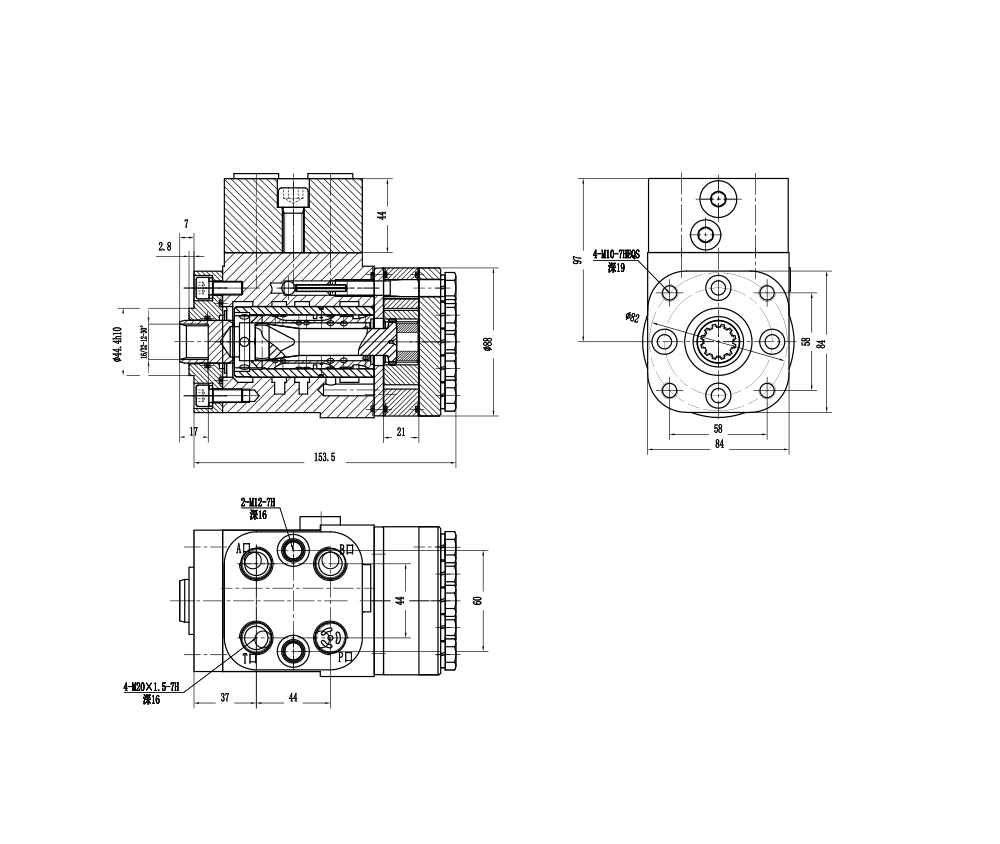 BZZ1-E160B 160 มล./รอบ 12 ลิตร/นาที ชุดพวงมาลัย drawing image