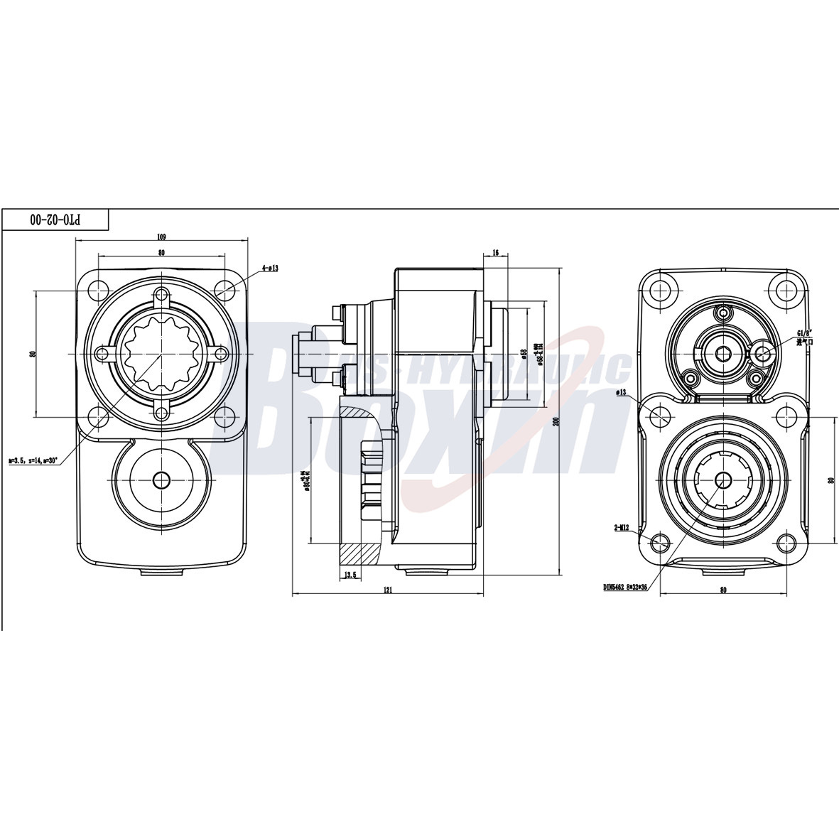 PTO-02 284 นิวตันเมตร 1:1.2 ระบบส่งกำลังสำรอง (Power Take Off - PTO) drawing image