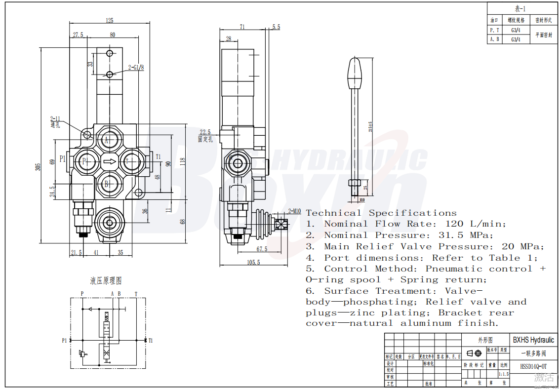 SD14Q-OT ลม 1 สปูล วาล์วควบคุมทิศทางแบบโมโนบล็อก drawing image