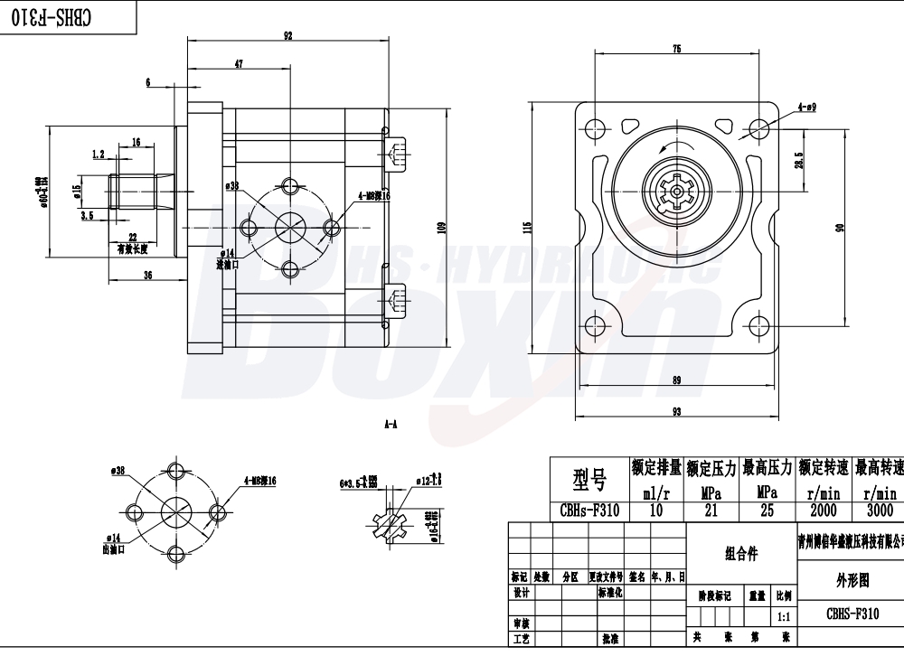 Private Label Hydraulic Gear Pumps: NSH-10 Series with Your Brand Name drawing image