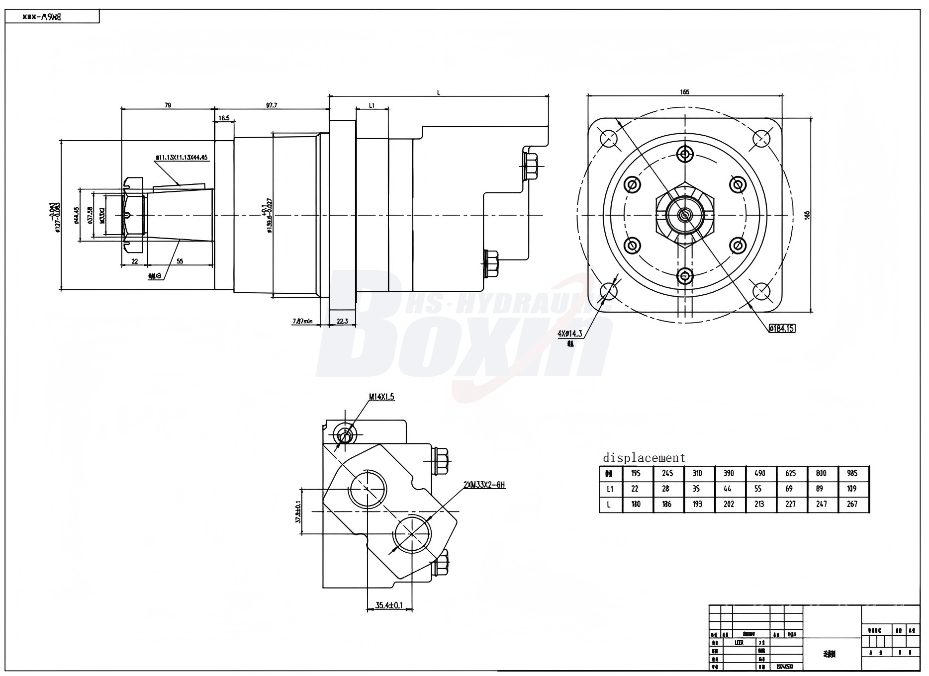 มอเตอร์ไฮดรอลิกแบบไซคลอยด์ BM6W 310 ซีซี/รอบ 150 ลิตร/นาที มอเตอร์ไฮดรอลิก drawing image