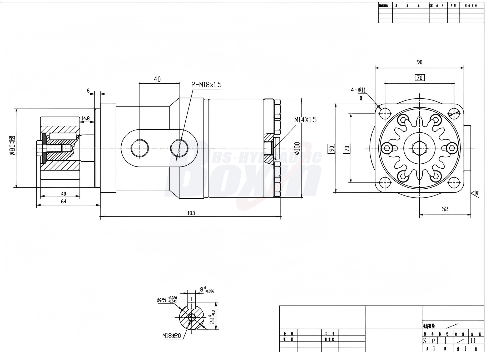 มอเตอร์ไฮดรอลิกแบบไซคลอยด์รุ่น BMR-2 63 ซีซี/รอบ 53 ลิตร/นาที มอเตอร์ไฮดรอลิก drawing image