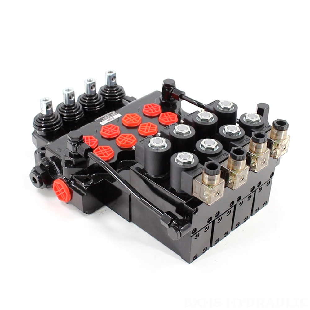 SD11-PG2 ไฟฟ้าไฮดรอลิก 4 สปูล วาล์วควบคุมทิศทางแบบโมโนบล็อก image