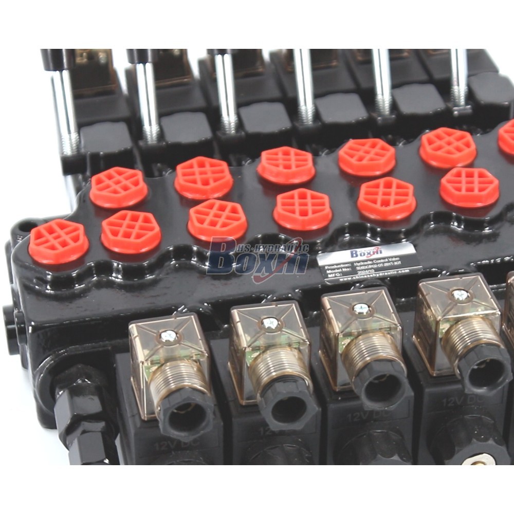 SD5-PG2 Solenoid Controlled 6 Spool Hydraulic Monoblock Valve detail image