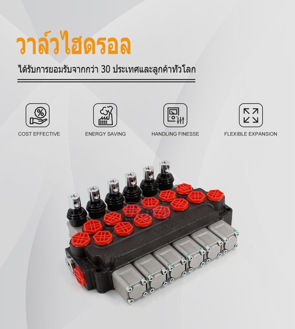 DCV40 ด้วยตนเอง 6 สปูล วาล์วควบคุมทิศทางแบบโมโนบล็อก