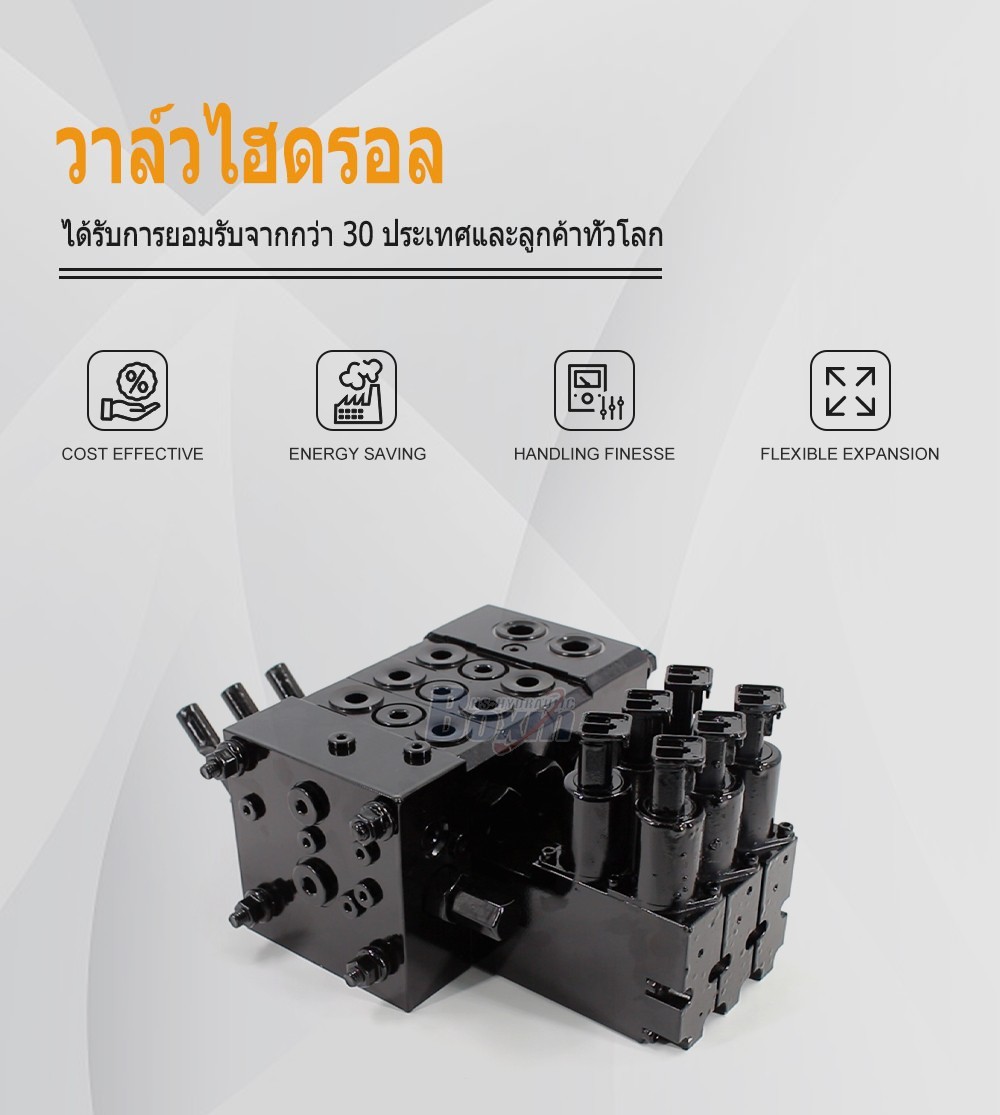 DCV55 ไฟฟ้าไฮดรอลิก 3 สปูล วาล์วทิศทางส่วน