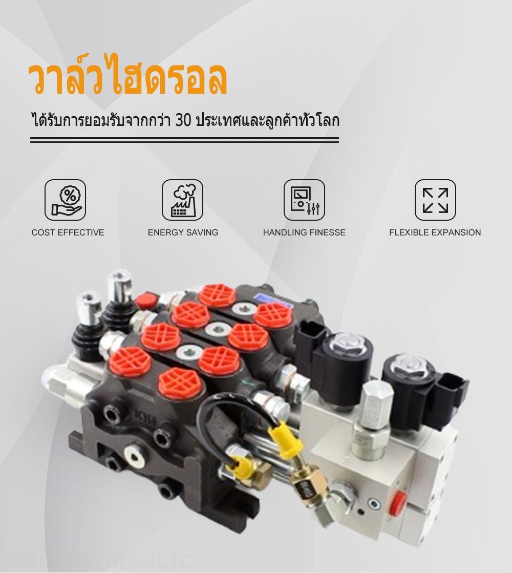 DCV60 ไฟฟ้าไฮดรอลิก 2 สปูล วาล์วทิศทางส่วน