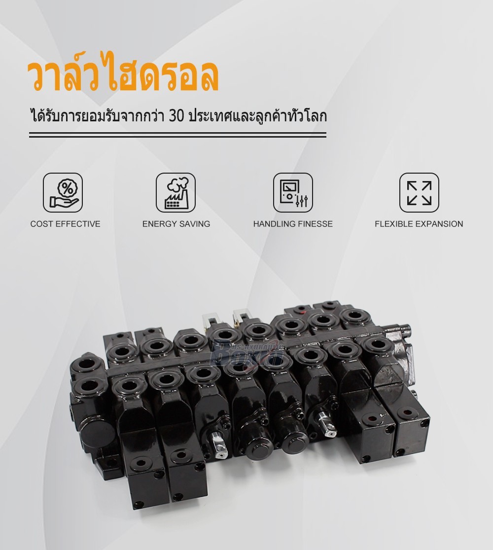 HSW50 ไฮดรอลิกและแบบแมนนวล 8 สปูล วาล์วควบคุมทิศทางแบบโมโนบล็อก