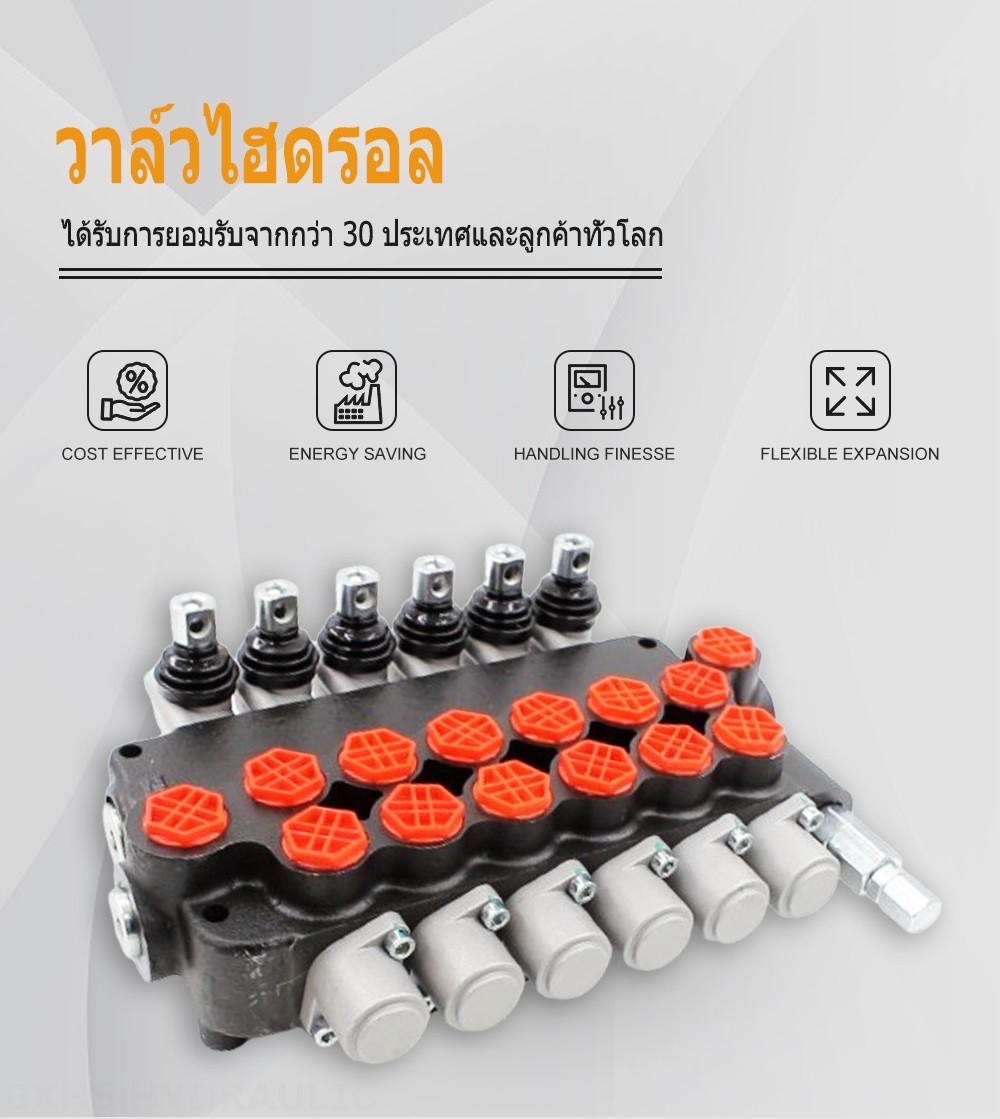 P80-G34-OT ด้วยตนเอง 6 สปูล วาล์วทิศทางโมโนบล็อก