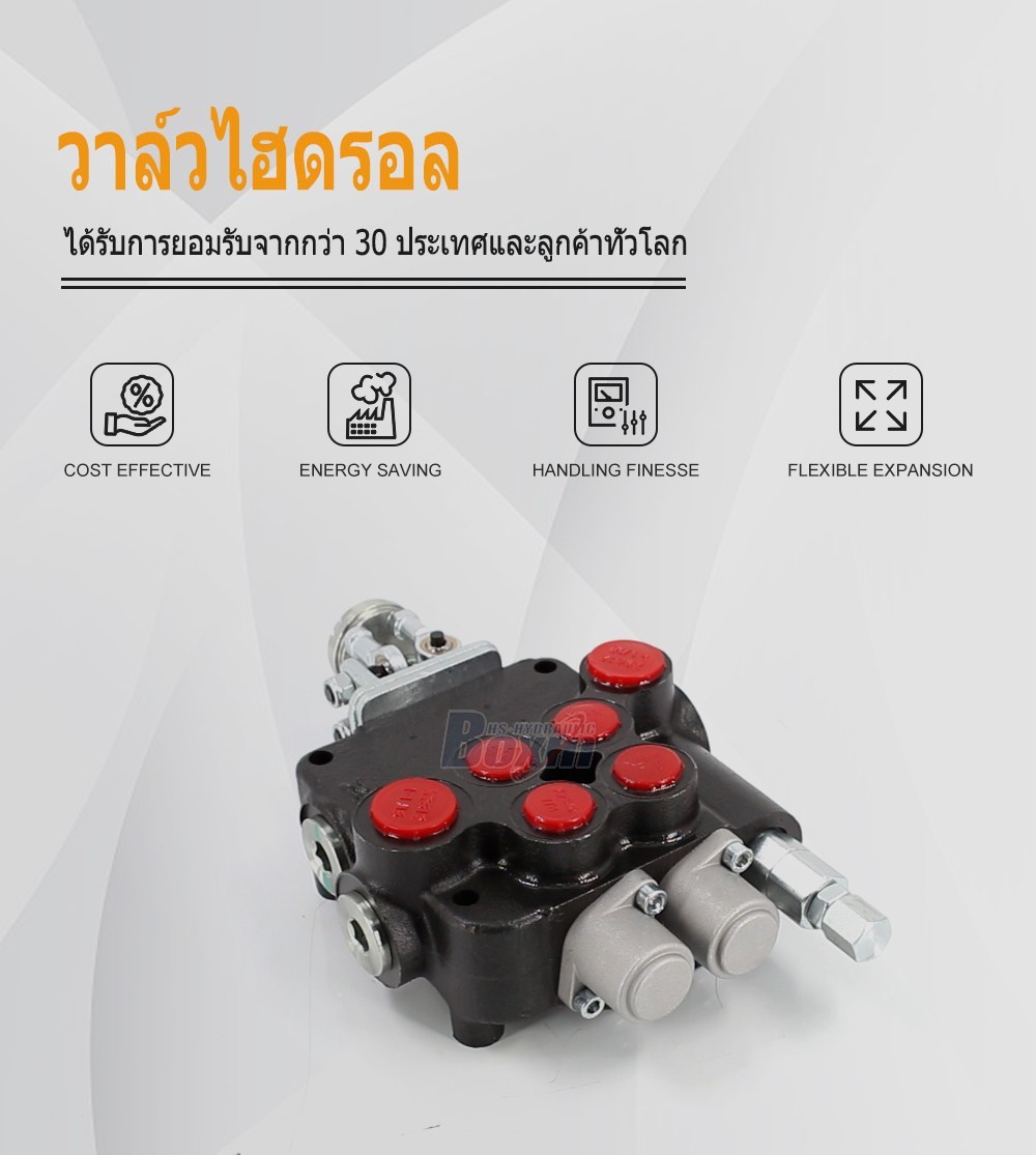 P80-U1-J2OT จอยสติก 2 สปูล วาล์วควบคุมทิศทางแบบโมโนบล็อก