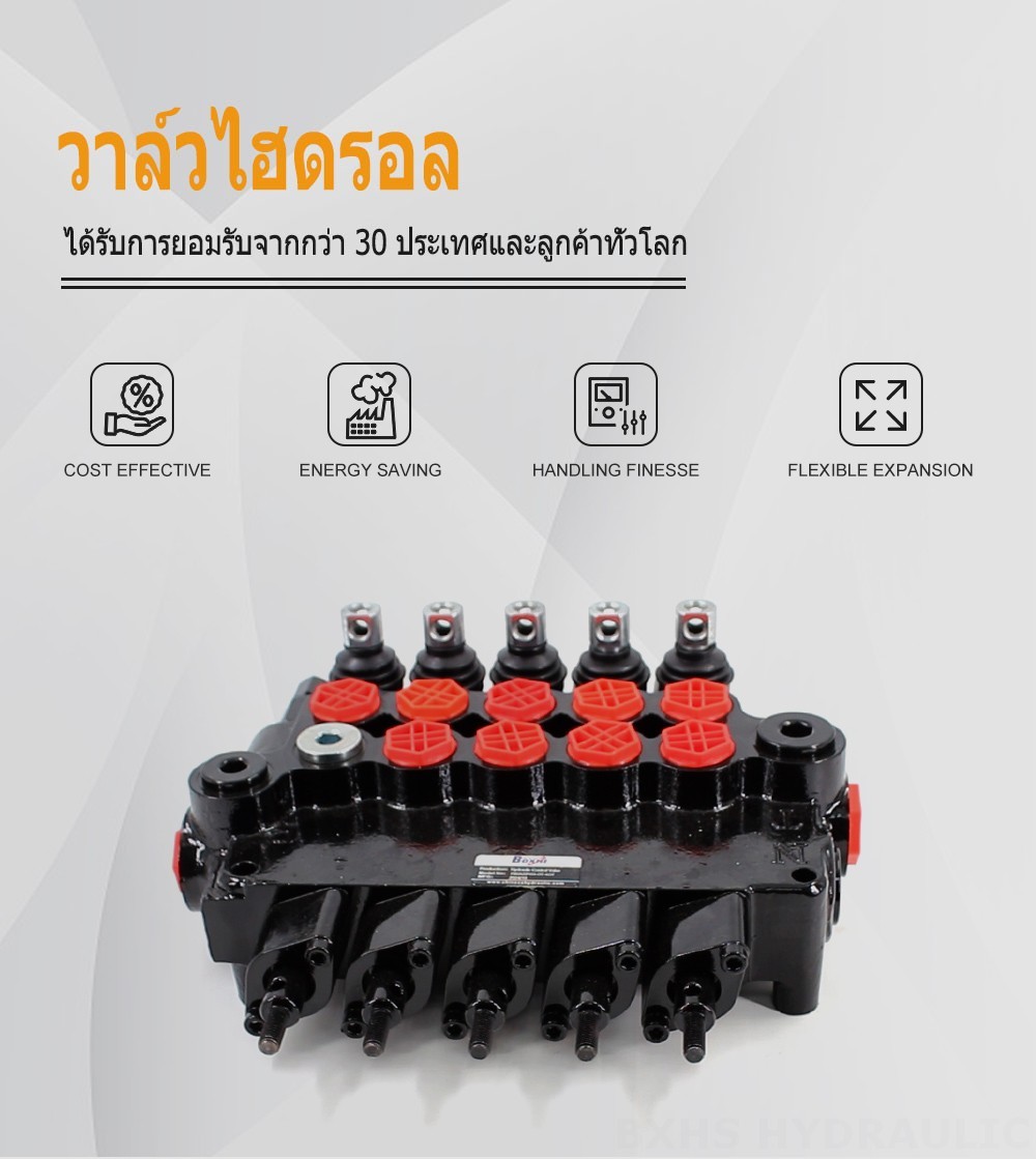 P80AZ ไฮดรอลิกและแบบแมนนวล 5 สปูล วาล์วควบคุมขาตั้ง Outrigger