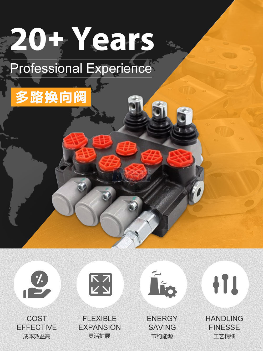 Manual 3 Spool Directional Valve - P40-G38-G12-OT-OT-OT Series | Wholesale & OEM