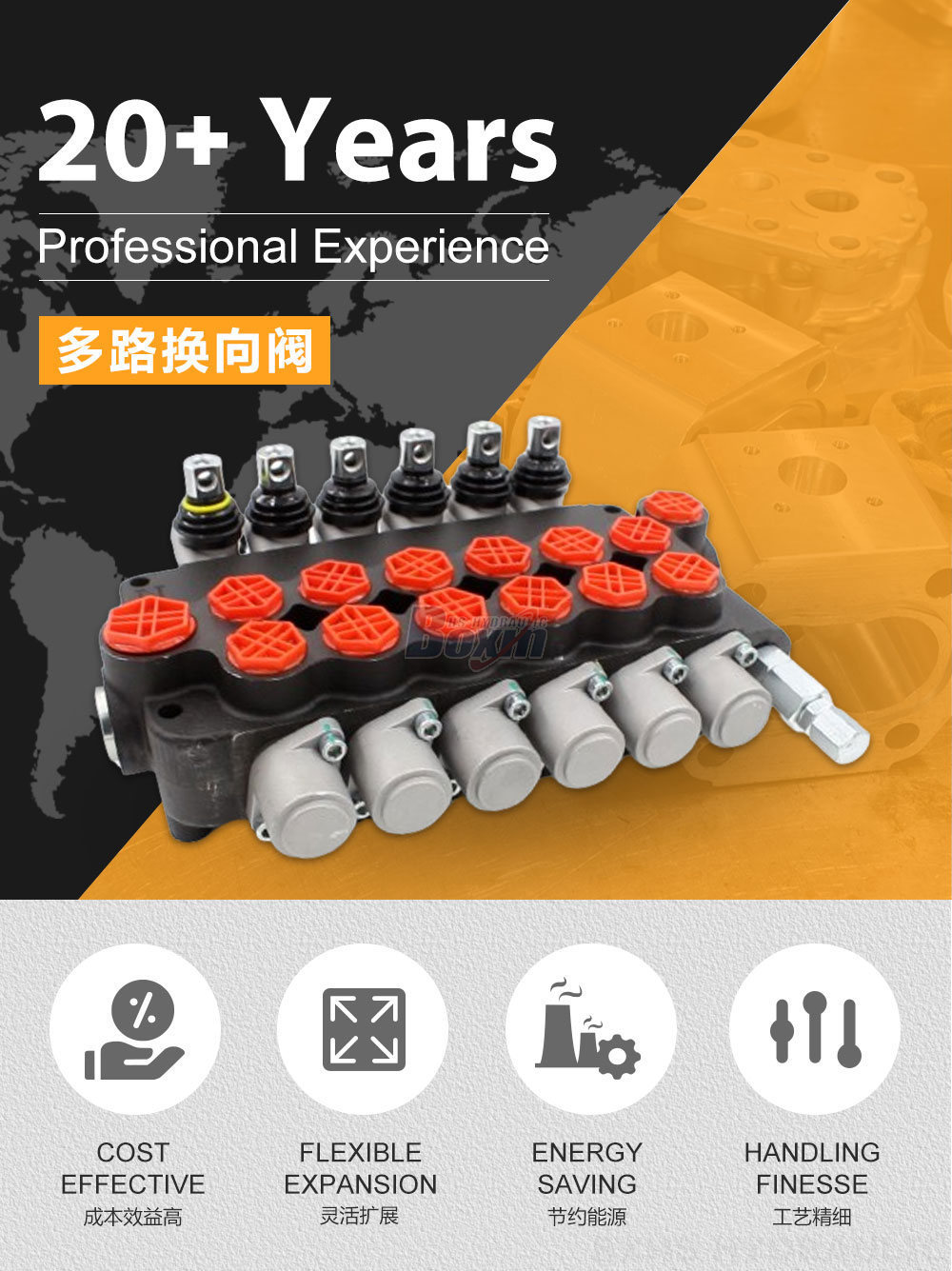 P80-G12-G34 6-Spool Hydraulic Directional Valve | Factory Direct & Customizable